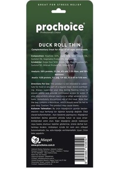 Prochoice Duck Roll Thin Ördek Derili Köpek Ödül Çubuğu 2 Parça