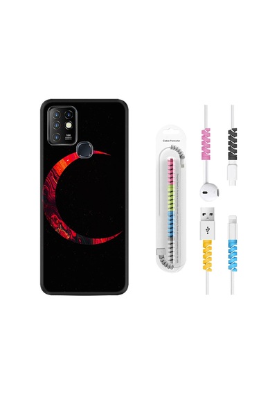 Infinix Hot 10 Kılıf Kablo Koruyuculu Red Moons 1747