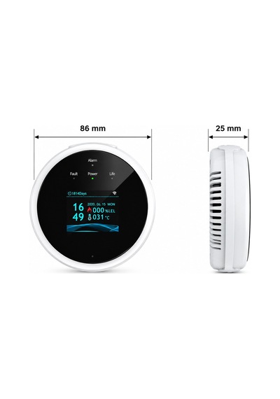 Sunup Sn-38805 Wi-fi Akıllı Doğal Gaz Ve Sıcaklık Ev Tipi Kaçak Dedektörü Tft Ekranlı