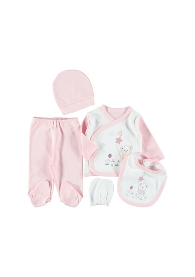 Zıpır Bebe Zıpır Pembe 5 Li Zıbın Seti Hastane Çıkışı Pamuklu Kaliteli Set Pembe