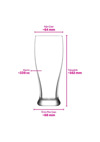 Lav Brotto Cam Bira Bardağı 6'lı 330 ml (Meşrubat Bardağı )