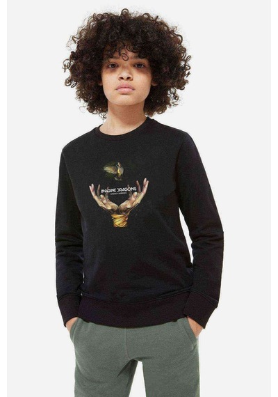 Tshirthane Imagine Dragons Smoke Mirrors Baskılı Unisex Çocuk Siyah Sweat