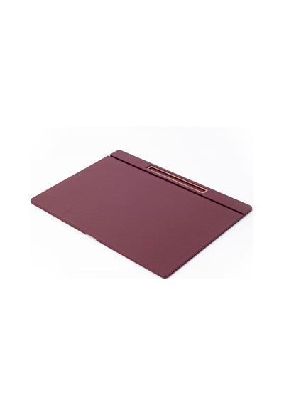 Turgut Office Deri Kapaklı Masa Sümeni Bordo Ahşap Detaylı 50 x 35 CM