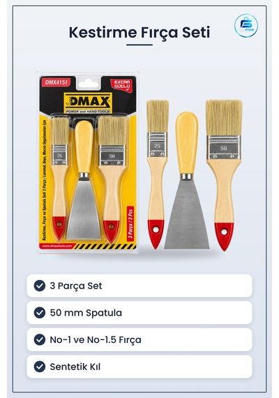 Kestirme Fırça Seti 3 Parça 50 Mm Spatula Boyacı Macun Laminat Uy