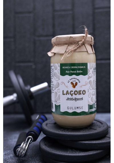 Laçoko Kişiye Özel Şekersiz Saf Katkısız Fıstık Ezmesi Glutensiz Vegan Doğal Az Kavrulmuş Çiğ Yer Fıstığı Ezmesi 1 KG