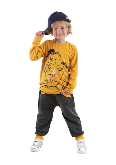 Denokids Cool Dinolar Erkek Çocuk T-shirt Pantolon Takım Çok Renkli