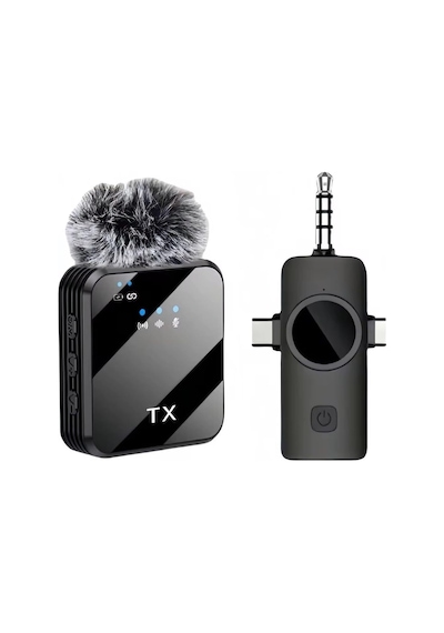 Kablosuz Yaka Mikrofonu Tekli Mikrofon İphone 16 İle Uyumlu Type-c/aux/lightning Portlu Telefon Pc Tablet Video Kayıt Röportaj Canlı Yayın Vlog Kablosuz Mikrofon 1030