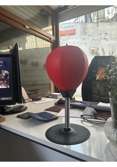 Leyaton Kırmızı Punching Ball Masa Üstü Pencikbol Topu, Tek Ebat, Mspckblkrmz, Kırmızı Çok Renkli