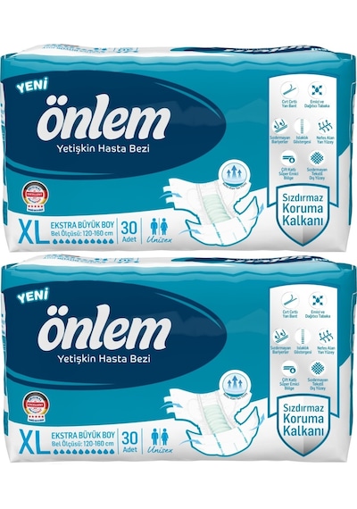 Önlem Hasta Bezi Bel Bantlı Tekstil Yüzey XL Ekstra Büyük 60 Adet