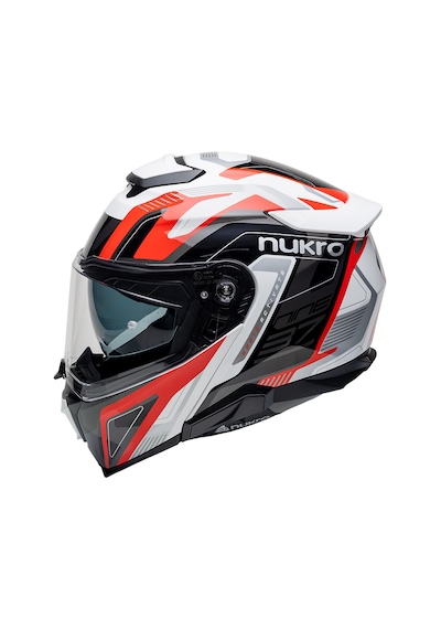 Nukro 937-sv Çene Açılır Motosiklet Kaskı Beyaz - Kırmızı - Siyah
