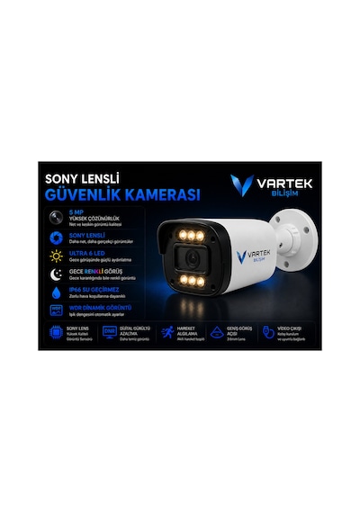 8 Kameralı Ultra 6 Ledli 5mp Sony Lensli Gece Renkli Güvenlik Kamerası Seti 2000 Gb Hdd