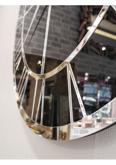 Ayna Denizi Silver Black Model Gümüş Siyah Renk 50 CM Dekoratif Aynalı Duvar Saati Gümüş - Siyah