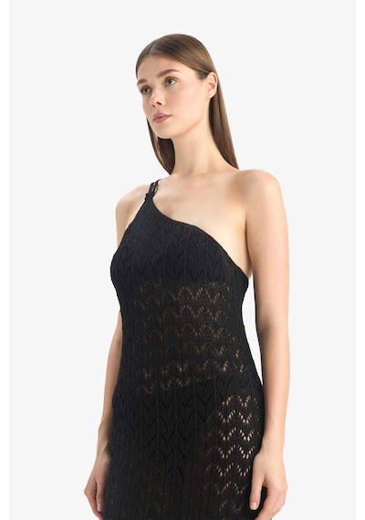 Defacto Regular Fit Tek Omuzlu Siyah Triko Plaj Elbisesi-fall İn Love Z9665az25hsbk81 Siyah