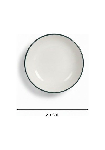 6'lı Venue Çukur Tabak 25cm Rim Yeşil Rinart Krem