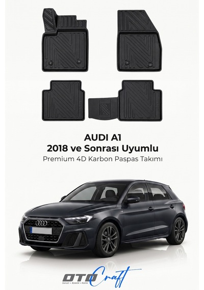 Otocraft Audi A1 2018+ Araca Özel 4d Karbon Oto Paspas Havuzlu Tam Set