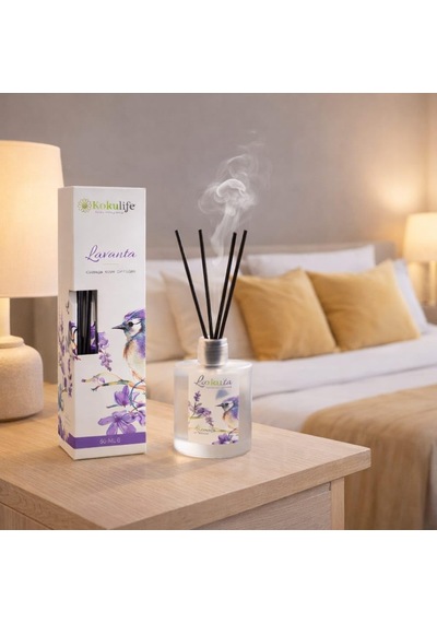 Lavanta Kokulu Reed Diffuser Oda Kokusu 50 Ml, Uzun Süre Kalıcı Ortam Kokulandırıcı, Çubuklu Oda Parfümü, Ev Ofis Banyo Dekoratif Koku Çözümü Diğer