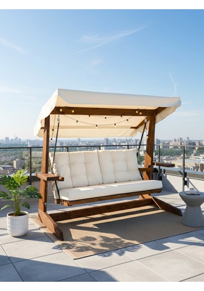 Viva 2200 3 Kişilik Ahşap Bahçe Salıncağı, Balkon ve Teras Salıncağı, Dış Mekan Salıncağı/Krem Viva 2200 3 Kişilik Ahşap Bahçe Salıncağı, Balkon ve Teras Salıncağı, Dış Mekan Salıncağı/Krem