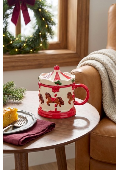 Karaca New Year Yılbaşı Carousel Kırmızı Kupa 450 Ml