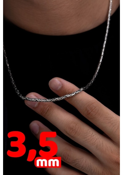 3.5mm Yuvarlak Kral Model 925 Ayar Erkek Gümüş Kolye Zincir 246266144