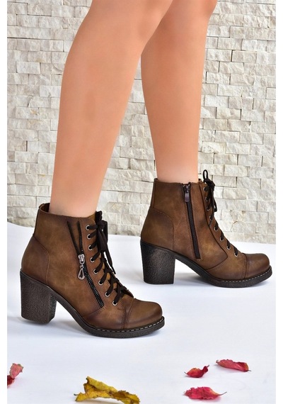 Fox Shoes Vizon Kalın Topuklu Kadın Bot C674150209