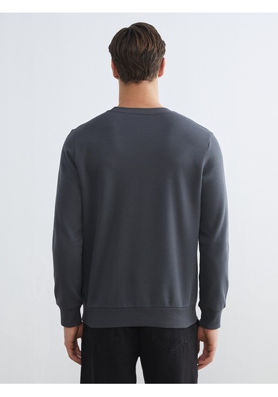 Lcwaıkıkı Classic Antrasit Bisiklet Yaka Erkek Kalın Sweatshirt