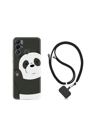 Tecno Pova Neo Kılıf İpli Boyun Askılı Desenli Silikon Hello Panda 1709