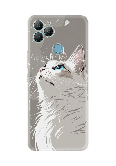 General Mobile Gm22 Kılıf Boutique Baskılı Resimli Beyaz Kedi Pcode -061