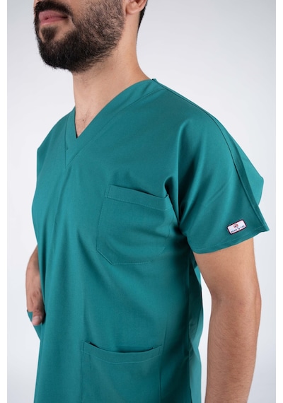 Cerrahi Yeşil Erkek Likralı Hemşire Ve Doktor Forması Takımı Scrubs Hastane Üniforması