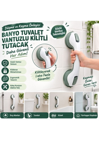 Düşme Ve Kayma Önleyici Banyo Tuvalet Vantuzlu Kilitli Tutacak Çok Renkli