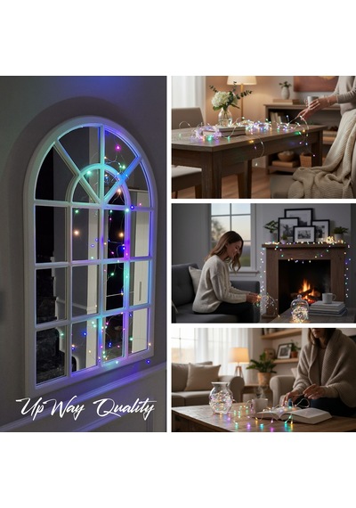 Upway 5 Metre Su Geçirmez 4 Renkli 50 Led Işık - Pilli Dekoratif Aydınlatma