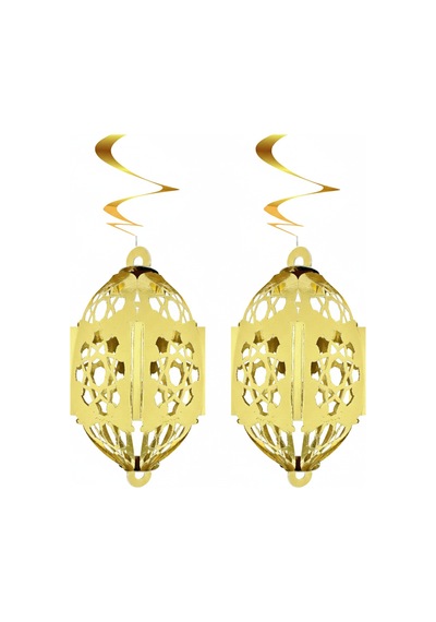 Ramazan Otantik Kandil Gold Parlak 2'li 4d Asmalı Süs 25 Cm