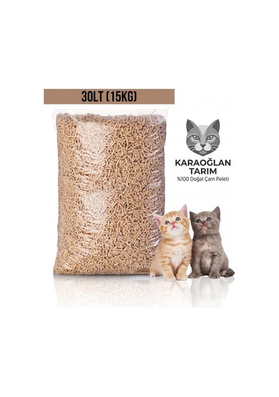 Organik Çam Peleti 15 Kg - Kötü Koku Önleyici, %100 Doğal Kedi Kumu