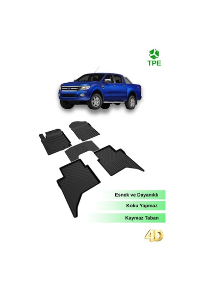 Hitaks Ford Ranger 2013-2022 Uyumlu 4d Araca Özel Havuzlu Oto Paspas