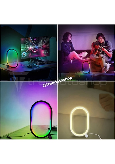 Akıllı Rgb Oval Masaüstü Ortam Işığı App Wifi Kontrollü Gece Lamb