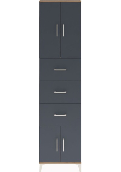 Arges Dolap Tek Raflı 3 Çekmeceli 4 Kapaklı 60x30x243 Çam-ant... Çam