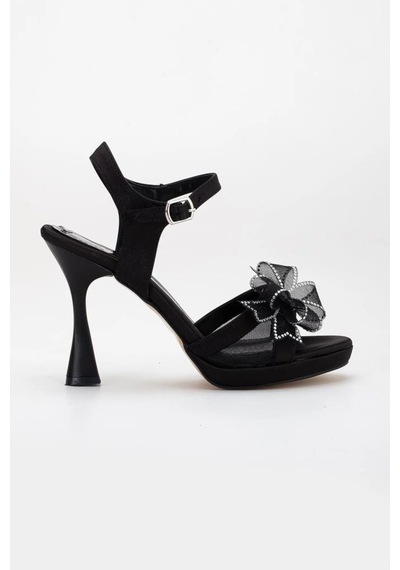 Papuçcity Hco 03165 Kadın Platform Topuklu Gelin Nikah Düğün Sandalet Siyah