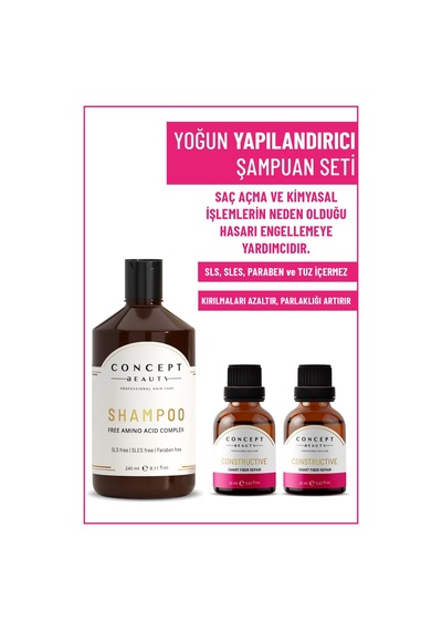 Concept Beauty Yapılandırıcı Şampuan 240 ML + Constructive Yapılandırıcı Shot 2 x 20 ML