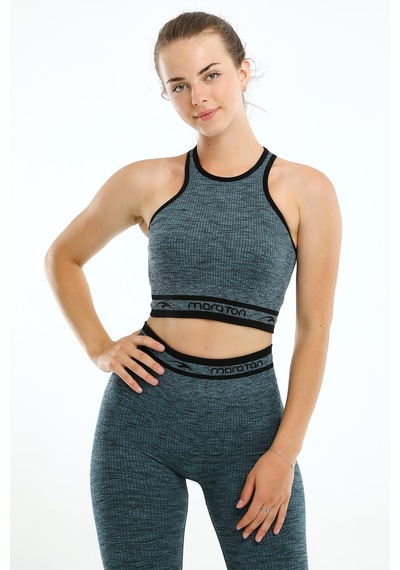 Maraton Active Slimfit Kadın Bisiklet Yaka Kolsuz Basic Petrol Bra 813076-Petrol