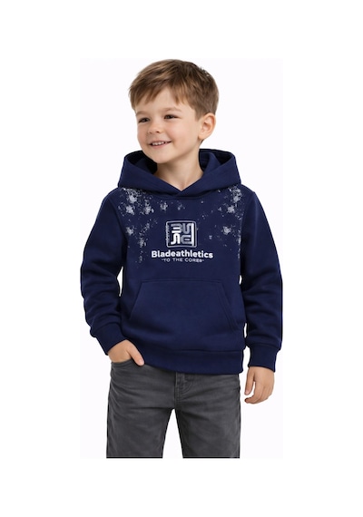 Baglan Erkek Çocuk Önü Arkası Baskılı Kapüşonlu Sweatshirt Bgl-st05246 Lacivert
