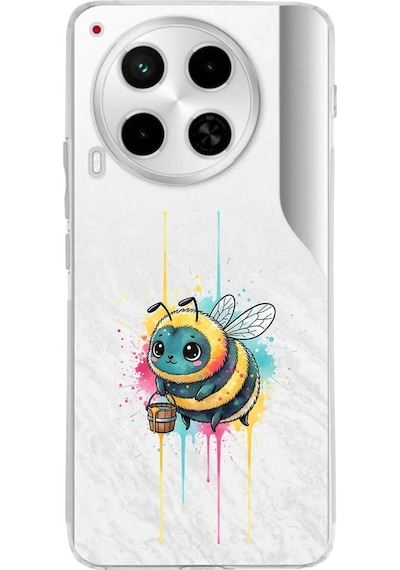 Tecno Camon 30 İle Uyumlu Splash Arı Tasarımlı Şeffaf Silikon Kılıf Şeffaf