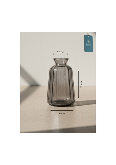 Chacha Home Luxury 3'lü Minimalist Dekor Cam Vazo - Füme Füme