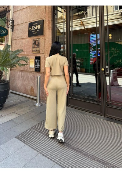 WeShaya Vizon Modal Esnek Kumaş Bisiklet Yaka Takım Vizon