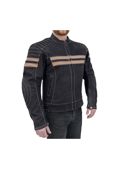 The Biker Jeans Retro Wax Black Korumalı Motosiklet Deri Montu