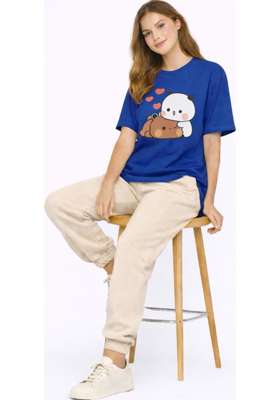 Nevermınd Sevimli Panda Baskılı Sevgili Kombini Çift Tişört Oversize Unisex Çift Kombin 2'li Set Lacivert Lacivert Nevermınd Sevimli Panda Baskılı Sevgili Kombini Çift Tişört Oversize Unisex Çift Kombin 2'li Set Lacivert Lacivert