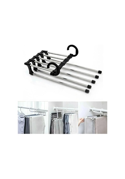 Hareketli Pantolon Askılığı 5 In 1 Çok Amaçlı Askı Eşarp Çanta Askısı 1 Adet Metal Metalik Diğer