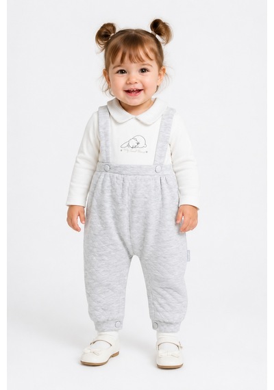 Babyhola Kız Bebek Salopet Görünümlü Tulum 13999 Gri