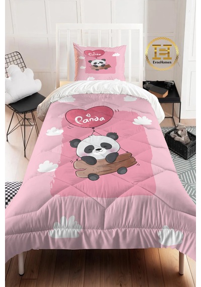 Uçan Panda Pembe Yorgan Seti
