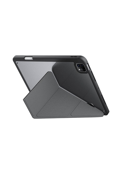 Apple Uyumlu iPad Pro 11 2024 Kılıf Skinarma Holografik Tasarımlı Arkası Şeffaf Magnetik Kira Kobai Kılıf Füme