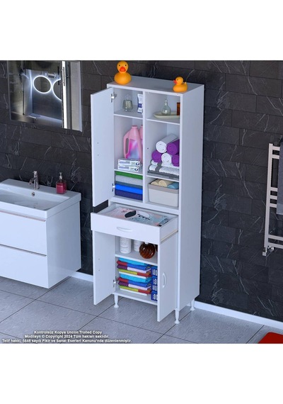 55x173 Cm Mutfak Dolabı Banyo Dolabı Çok Amaçlı Dolap Ard-138 Beyaz