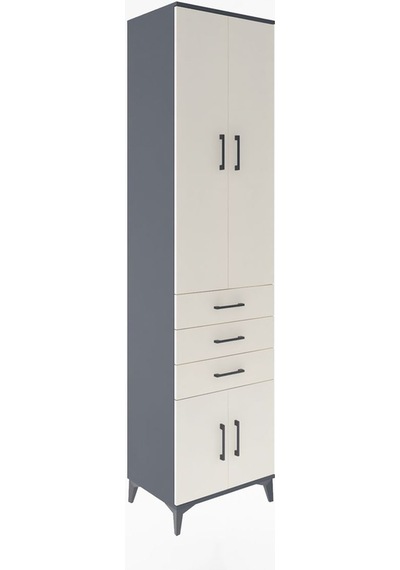 Hyperion Dolap 4 Raflı 3 Çekmeceli 4 Kapaklı 60x44x243 Antras... Antrasit